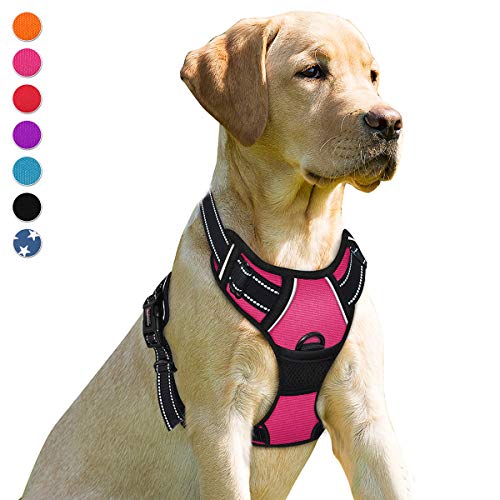 Book Cover BARKBAY No Pull Dog Harness Front Clip Heavy Duty Reflective Easy Control Handle for Large Dog Walking(Pink,M)