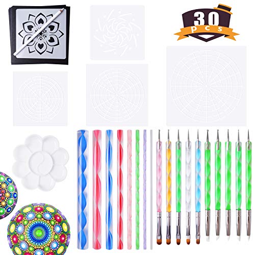 FittiDoll Mandala Tools For Painting Rocks Mandala Painting Dotting Stencil Dot Mandala Kit 30 Pcs