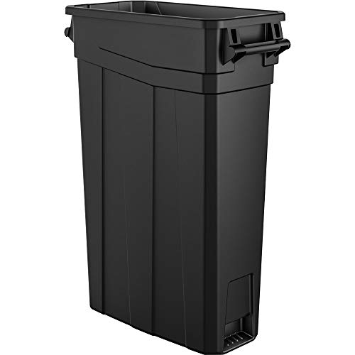 Book Cover Amazon Basics 23 Gallon Commercial Slim Trash Can with Handle, Black, 2-Pack - TCNH2030BK2A