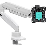 ONKRON Single Monitor Desk Mount Arm for 13-32 Inch Screen up to 17 lbs, Gas Spring Monitor Arm for Desktop 75x75 & 100x100 VESA Mount - Full Motion Stand Swivel Tilt Rotation White