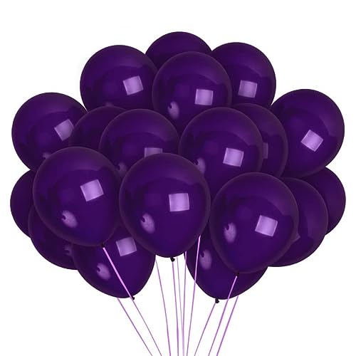 Treasures Gifted Dark Purple Balloons - Matte Violet Purple Balloons - 12 Inch Purple Balloons, Latex - Large Plum Balloons Bulk - Happy Birthday Balloons - Deep Purple Balloons 100 Pack