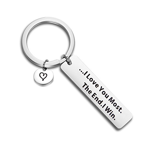 LQRI I Love You Most The End I Win Keychain Valentines Day Boyfriend Girlfriend Best Friend Gift (Silver 02)
