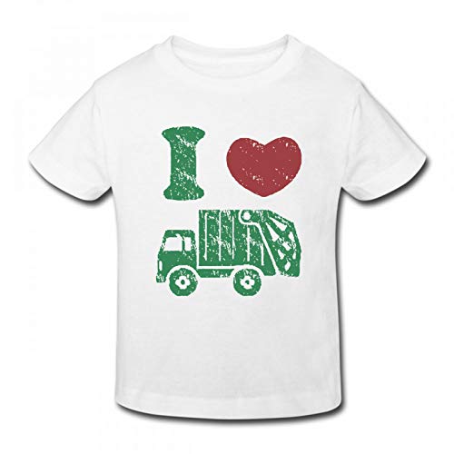 Waldeal I Love Trash Trucks Crew Graphic Tee for Boys Short Sleeve Tshit Size 3