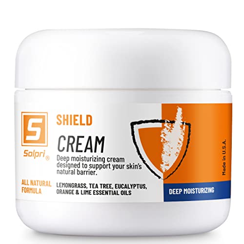 Solpri Shield Tea Tree Oil Skin and Athletes Foot Cream with Lemongrass, Eucalyptus Oils to Soothe Dry Itchy Feet 2 oz | Pair with Athlete's Foot Treatment, Ringworm Cream or other Foot Balms