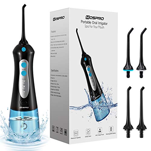 Book Cover Water Flosser Professional Cordless Dental Oral Irrigator - Portable and Rechargeable IPX7 Waterproof 3 Modes Water Flossing with Cleanable Water Tank for Home and Travel, Braces & Bridges Care, Black