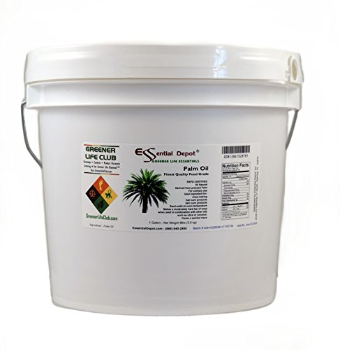 Palm Oil - RSPO Certified - Sustainable - Food Grade - Kosher - Not Hydrogenated - 8 lbs in a 1 Gallon Pail - HDPE microwavable container with resealable lid and removable handle