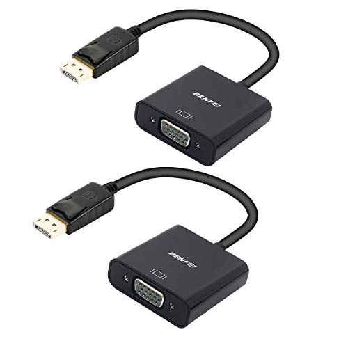 DisplayPort to VGA 2 Pack, Benfei Gold-Plated DP to VGA Adapter (Male to Female) Compatible for Lenovo, Dell, HP, ASUS