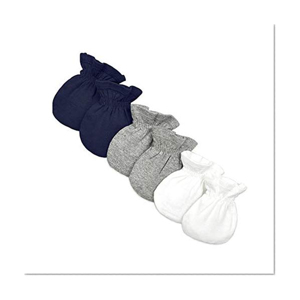 Book Cover Burt's Bees Baby Mitts, No Scratch Mittens, 100% Organic Cotton, Set of 3, Midnight, One Size