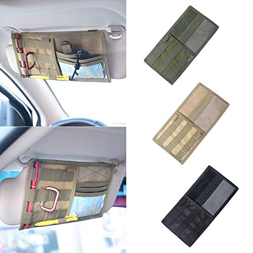 Tactical Molle Vehicle Visor Panel Truck Car Sun Visor Organizer Holder Pouch Sunshade Storage Bag (Black)