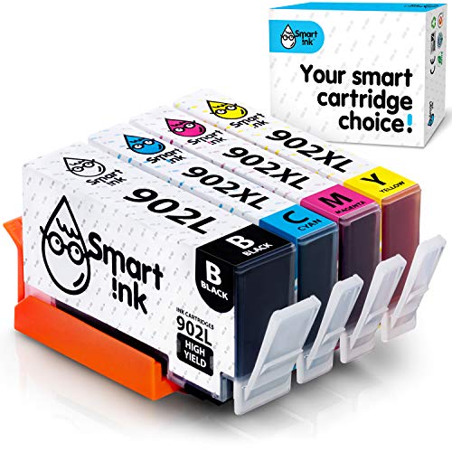 Book Cover Smart Ink Compatible Ink Cartridge Replacement for HP 902 XL 902XL (4 Pack) Advanced Chip Technology to use with Officejet 6951 6954 6956 6958 6950 Officejet Pro 6968 6974 6975 6960 (Black L & C/M/Y)