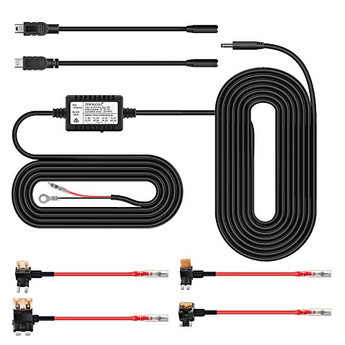 Zerogogo Dash Cam Universal Mini USB and Micro USB Hardwire Kit 15ft 12V-24V to 5V Car Charger Cable Kits for Dash Cameras
