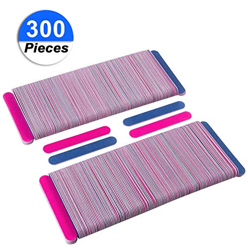 300 Pack Disposable Nail Files Double Sided Emery Boards Manicure Pedicure Tools - Home or Professional Boards Manicure Tools by waloden