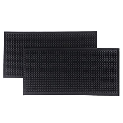 Bodian 6"12" Bar Mats Service Mat Black Rubber Mat bar supplies (2 pack) (pvc, 11.8x6)