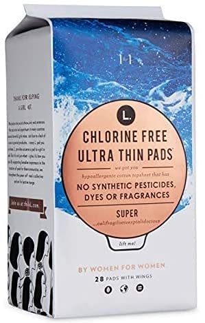 L. Organic Cotton & Chlorine-Free Pads, Super Absorbency with Ultra Thin Design, 56 Count