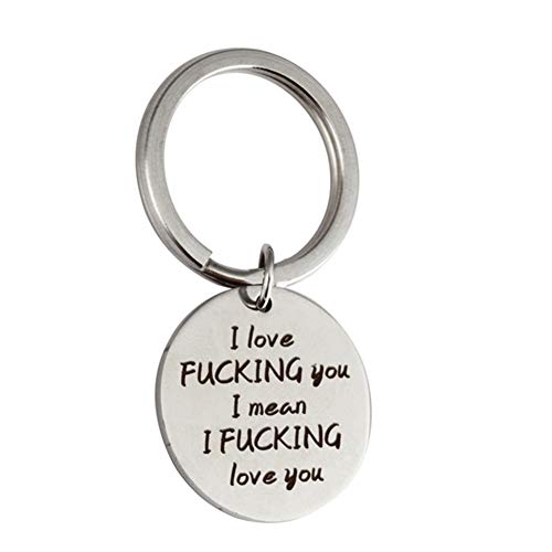 Book Cover Gifts for Boyfriend Girlfriend Husband Wife I love Fucking You I Mean I Fucking love You Key Chain Dog Tag Charm Pendant for Couples Love