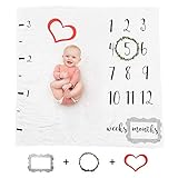 Prazoli White Baby Milestone Blanket Unisex - Baby Month Blanket Gender Neutral