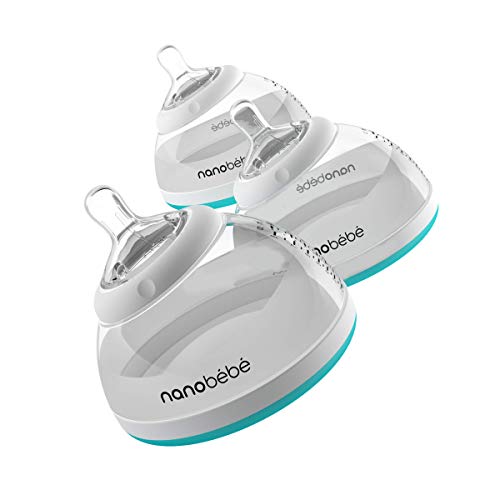 Nanobebe Stage 2 Transition Baby Bottle, Easy to Clean, instinctual & Comfortable, 3-Pack, Teal