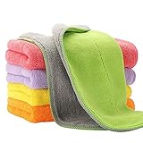 5-Pack Extra Thick Microfiber Cleaning Cloths, Super Absorbent Dust Cloths Dish Cloths with Two Color on Two Side, Lint Free Streak Free for Tackling Any Cleaning Job with Ease