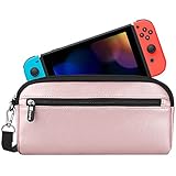 Fintie Carrying Case for Nintendo Switch, Protective Sleeve Pouch Bag with Side Pocket & Foldable Game Storage Sheet for Nintendo Switch and Accessories - Rose Gold