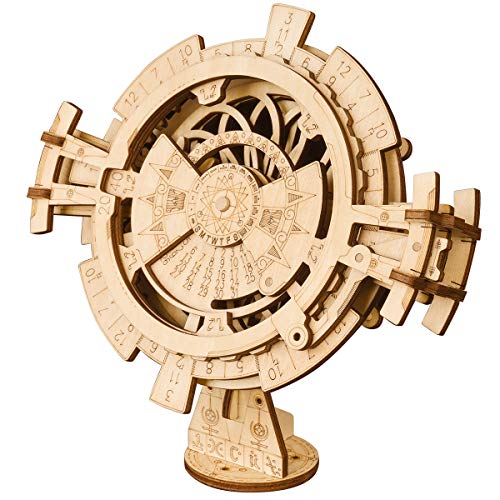 ROBOTIME 3D Wooden Mechanical Puzzle DIY Perpetual Calendar Craft Kits Laser-Cut Model Kit to Build for Adults Great Birthday for Women and Men