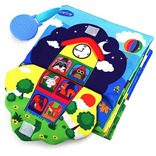 Book Cover Infant Soft Book, Baby Books 6 to 12 Months, Cute Montessori Educational Newborn Baby Toys 0-3 Months, Nontoxic Fabric Touch & Feel Crinkle Cloth Books for Babies, Infants, Toddlers Visual Stimulating