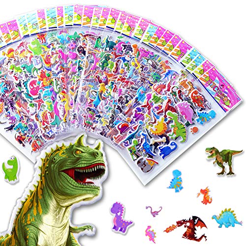Book Cover 1000+ Bulk Dinosaur Stickers for Kids Boys Girls Toddlers Teens，Teacher Boy Reward Stickers Prizes，Dinosaur Themed Birthday Party Favors Supplies, Dinosaur Favor Bags Hats Goody Gift Bags Boxes
