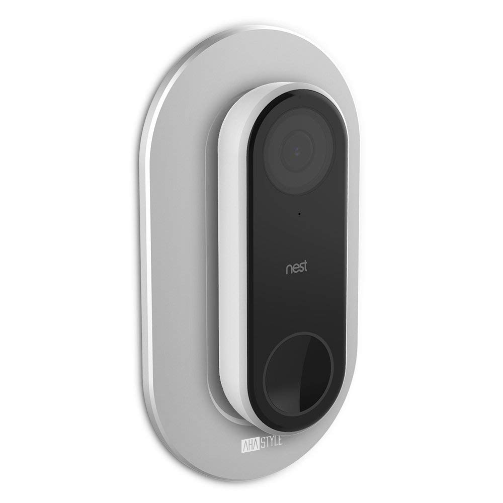 AhaStyle Nest Hello Wall Plate, Aluminum Adjustable Angle Wall Mount Bundle for Nest Hello Video Doorbell (Sliver, Aluminum)