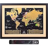 MY NEW LANDS Scratch Off MAP of The World | Premium Quality 17x24 World Map Poster w/US States & Country Flags | Original Deluxe Large Travel Map: Detailed Cartography | Made in Europe