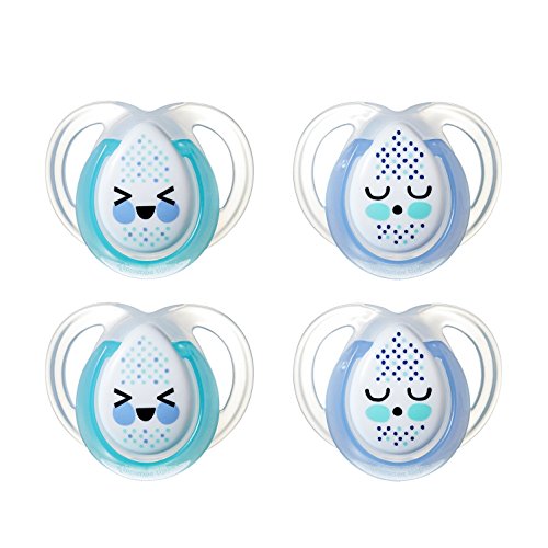 Tommee Tippee Closer to Nature Night Time Newborn Baby Pacifier, 0-6 Months - Boy, 4 Pack