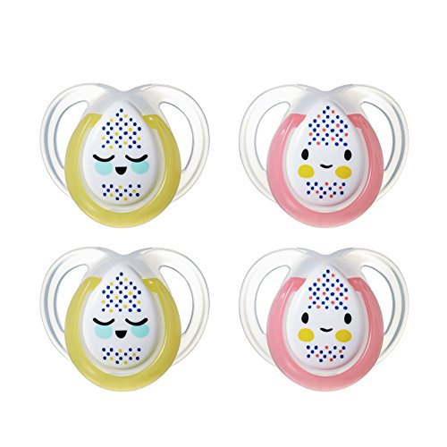 Tommee Tippee Closer to Nature Night Time Newborn Baby Pacifier, 0-6 Months - Unisex, 4 Pack