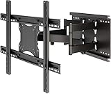 TV Wall Mount Bracket Full Motion- Fits 16”, 24” Wood Studs Articulating Swivel TV Mount for 37-75 Inch LED, LCD, OLED, Flat Screen TVs - Weight up to 132lbs - VESA 600x400mm PERLESMITH PSLF2, Black