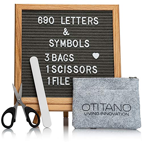Felt Letter Board 10x10 Inch with Letters – 630 Changeable Felt Board Letters White & Gold Characters,Cursive Words,Symbols,Changeable Letter Boards with Stand,Wall Mount,Wood Easel,Scissors,File,Bags