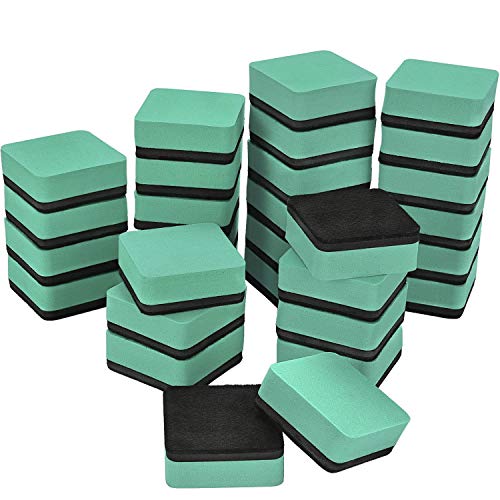 30 Pack Magnetic Whiteboard Dry Eraser Chalkboard Cleansers Wiper for Classroom Office (Green, 1.97 x 1.97 Inch)