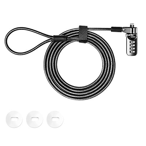 Notebook Laptop Combination Lock Portable Laptop Locking Cable Security Combination Lock with Adhesive Security Plate for iPad Tablet Laptop MacBook Projector and Other Devices