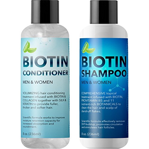 Biotin Shampoo and Conditioner Hair Loss Treatment for Thinning Hair - Hair Follicle Stimulator for Fuller Thicker Hair Growth - Revive Damaged Hair with Natural Jojoba Oil Argan Oil Sea Buckthorn