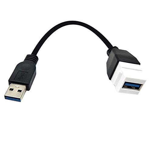 Poyiccot USB 3.0 Keystone Jack Cable, 10Gbps Type A Male to Female Keystone Jack Pigtail Extension Cable for USB 3.0 Wall Plate Connectors Adapter Convertor Cord, (10inch M/F)