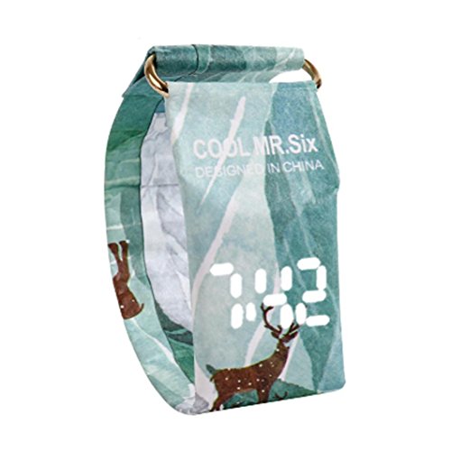 Sandistore New Creative Paper Watch LED Waterproof Clock Tyvek Paper Strap Digital Watches (H)