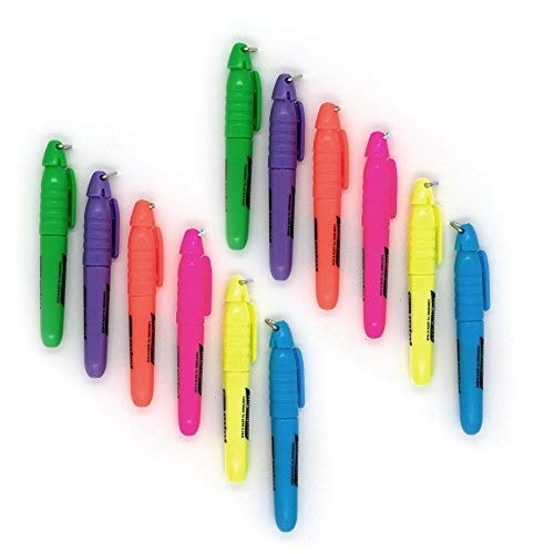 Book Cover Mini Fluorescent Highlighter with Cap Clip. Smooth Glide Solid Gel Student Study Kit Assorted Colors 6pcs/Pack (2-Pack) - Emraw