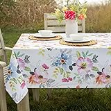 Benson Mills Spillproof Spring/Summer Durable Heavyweight Fabric Indoor Outdoor Tablecloth, Washable Table Cloth for Rectangle Tables, Picnic/Patio Table Covers (60" x 84" Rectangular, Harper)