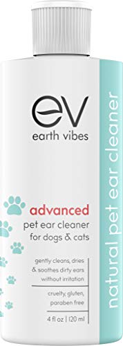 Earth Vibes Dog Ear Cleaner – Pet Cat Ear Cleaner - Advanced Natural Solution Treatment for Itching, Head Shaking, Discharge & Smelly Ears - Made in The USA