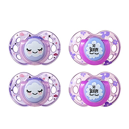 Tommee Tippee Closer to Nature Night Time Orthodontic Toddler Soothie Pacifier, 18-36 Months - Pink, Girl, 4 Pack