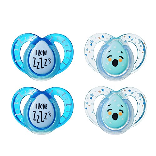 Tommee Tippee Closer to Nature Night Time Orthodontic Infant Soother Pacifier, 6-18 Months - Blue, Boy, 4 Pack