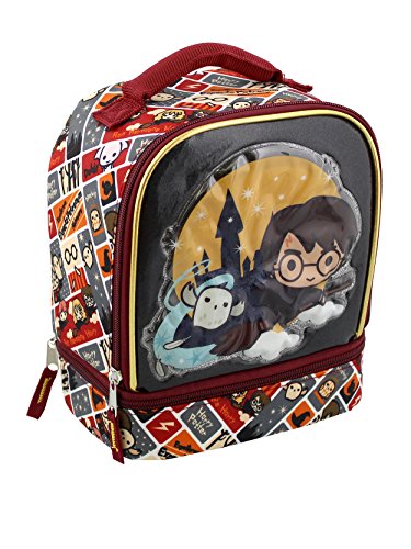 Harry Potter Girls Boys Soft Dual Compartment Lunch Box (Red/Multi)
