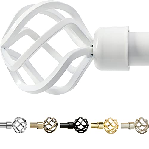 Empyrean Grace Curtain Rod, 86-120 In, White, Metal Single Rod Window Treatment Rod Drapery Rod