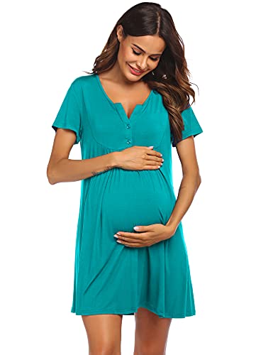 Ekouaer Labor and Delivery Gown, Nursing Nightgown,Â Maternity Nightgowns for Hospital Short BreastfeedingÂ Nightgown S-XXL