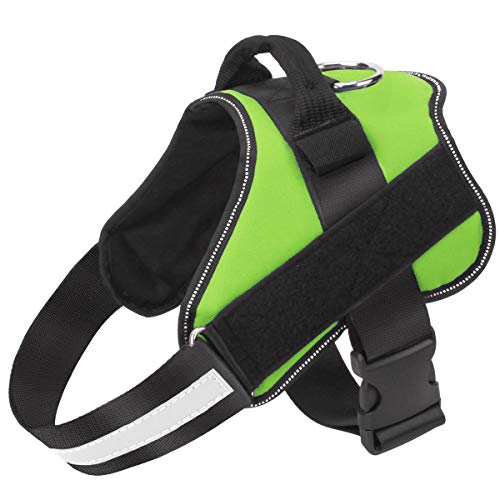 Bolux Dog Harness, No-Pull Reflective Dog Vest, Breathable Adjustable Pet Harness with Handle for Outdoor Walking - No More Pulling, Tugging or Choking (Green, M)