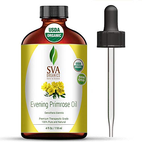 Evening Primrose Oil 4 oz(118 ml) 100% Pure Therapeutic Grade by SVA ORGANICS - for Wrinkle-Free Skin, Face and Hair and rejuvenate