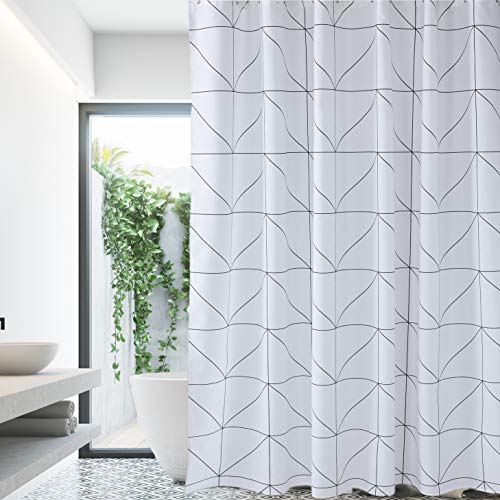 Book Cover White-Black Shower Curtain Farmhouse Fabric Cloth Shower Curtains for Bathroom 72 x 72 (Triangles)-Machine Washable