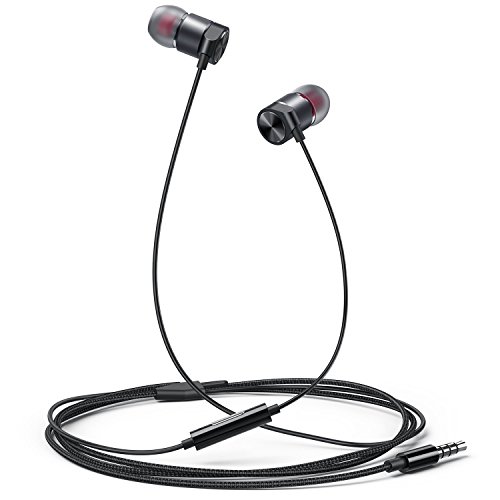 in Ear Headphones Maxtronic Metasonics Earbud with Line-in Microphone Heavy Bass Dynamic Driver Earphones with Non Tangle Fabric Braid for Running Gym iOS Android Phones Music Player iPhone Black2