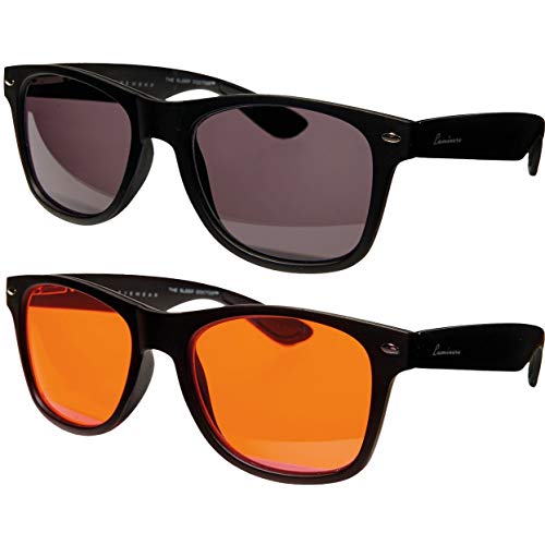 Sleep Doctor Blue Light Blocking Glasses + Sunglasses, 2 Pairs CLASSIC BLACK